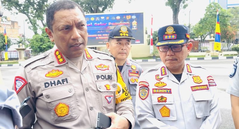 Dirlantas Polda Jambi Kombes Pol Dhafi saat diwawancarai usai pelaksanaan apel gelar pasukan operasi Ketupat 2025